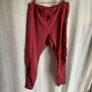 Mesh Panel Leggings Womens 2XL Burgundy High Waisted Y2K Athleisure Streetwear